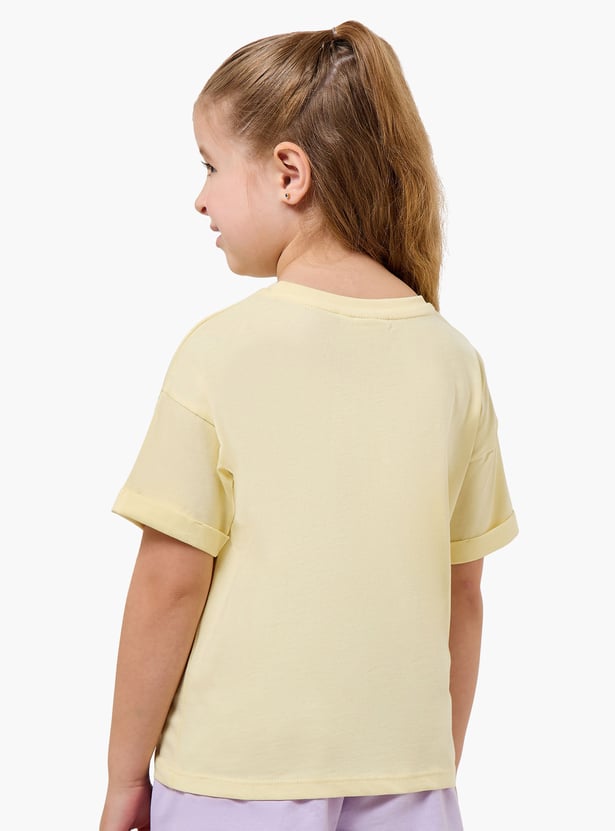 Juniors Floral Sequin T-shirt