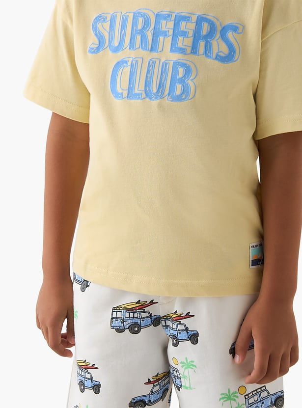 Juniors Printed 3 Piece T-shirts and Shorts Set