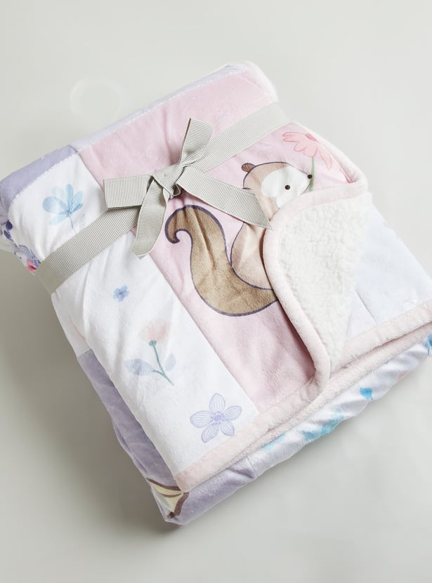 Juniors Patchwork Print Sherpa Blanket