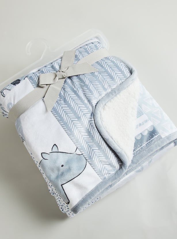 Juniors Patchwork Pattern Sherpa Blanket