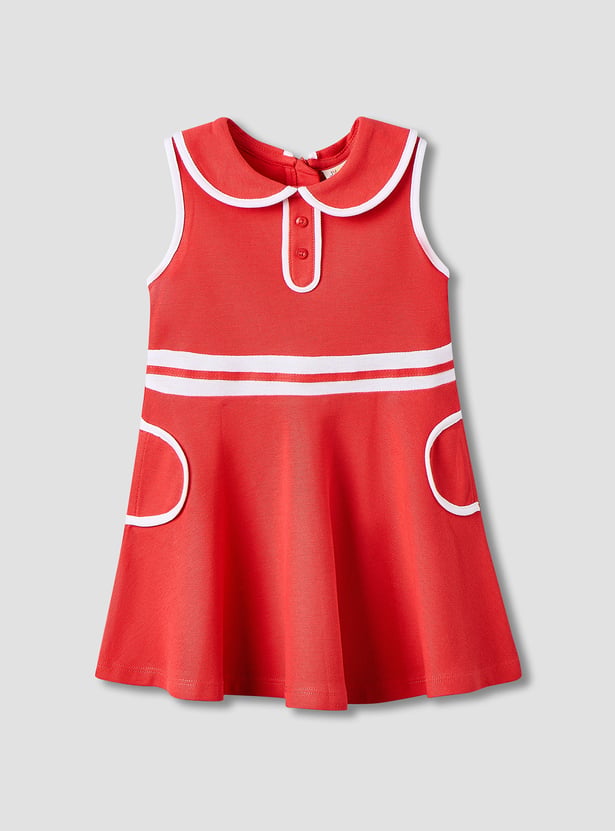 Juniors Contrast Trim A-Line Dress