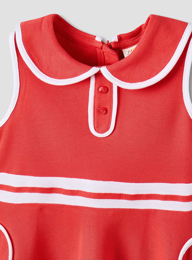 Juniors Contrast Trim A-Line Dress