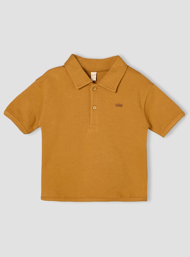 Giggles Textured Polo T-shirt and Shorts Set