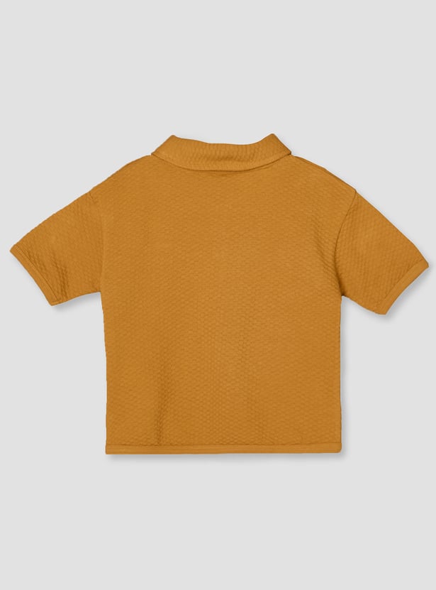 Giggles Textured Polo T-shirt and Shorts Set