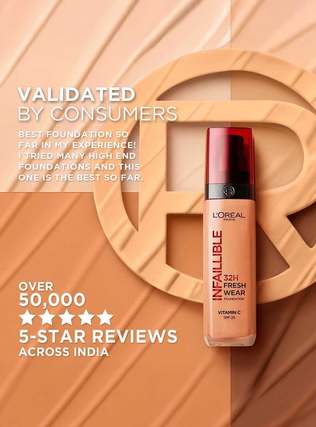 L'Oreal Paris Infallible 32H Fresh Wear Foundation - Natural Beige 125/Warm Undertone,30 ml