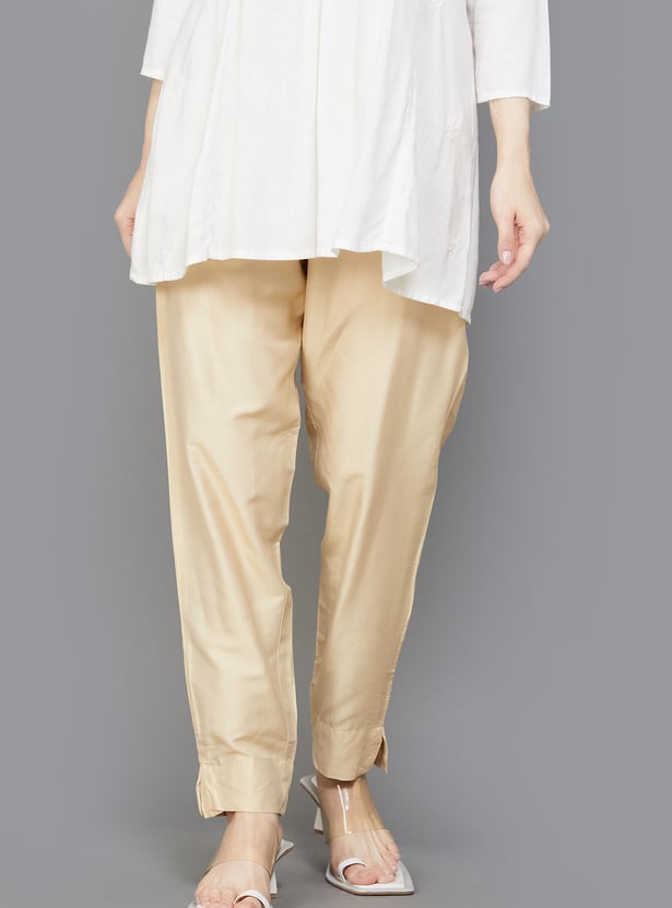 GO COLORS Solid Straight Pants