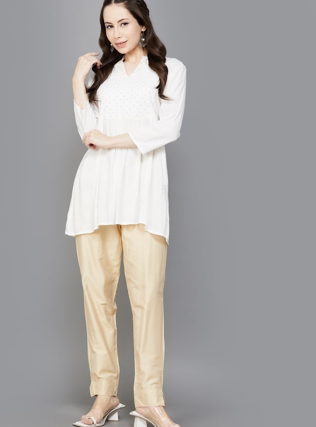 GO COLORS Solid Straight Pants