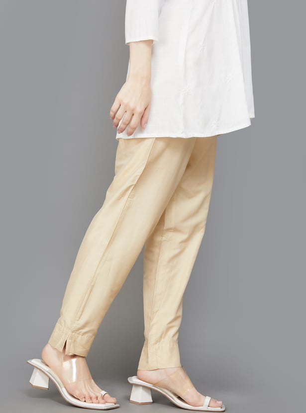 GO COLORS Solid Straight Pants