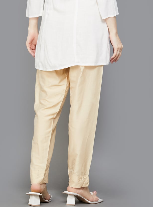 GO COLORS Solid Straight Pants