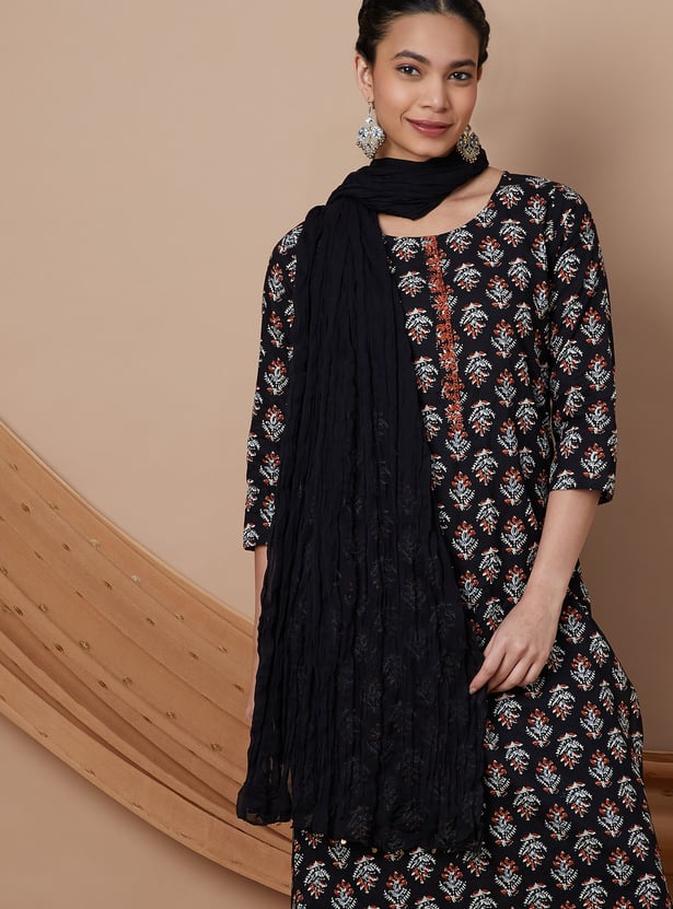 MELANGE Solid Dupatta with Embellished Border