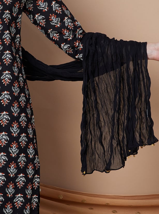 MELANGE Solid Dupatta with Embellished Border