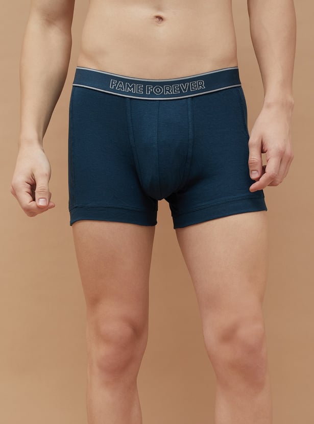 FAME FOREVER Men Solid Elasticated Waist Trunks - Pack of 2