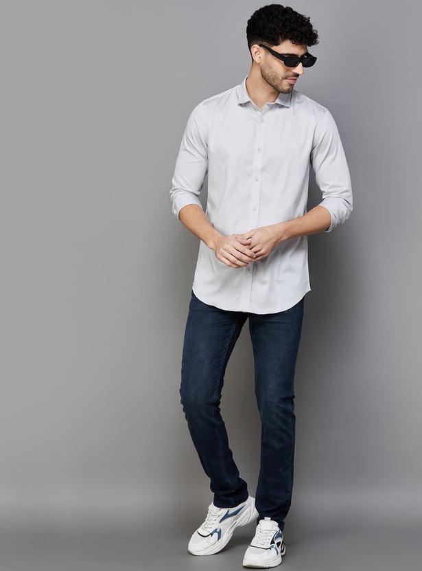 JACK & JONES Men Solid Slim Fit Casual Shirt