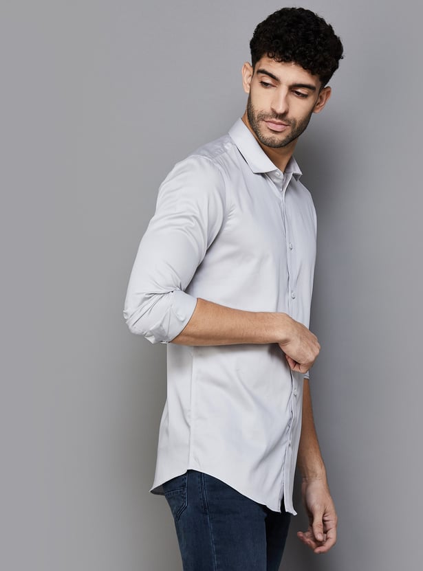 JACK & JONES Men Solid Slim Fit Casual Shirt
