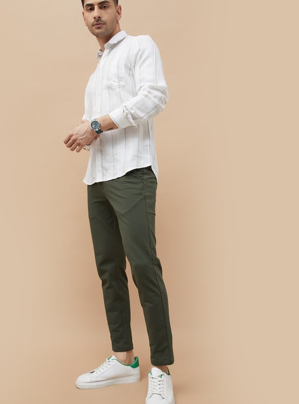 CODE Solid Slim Tapered Trousers