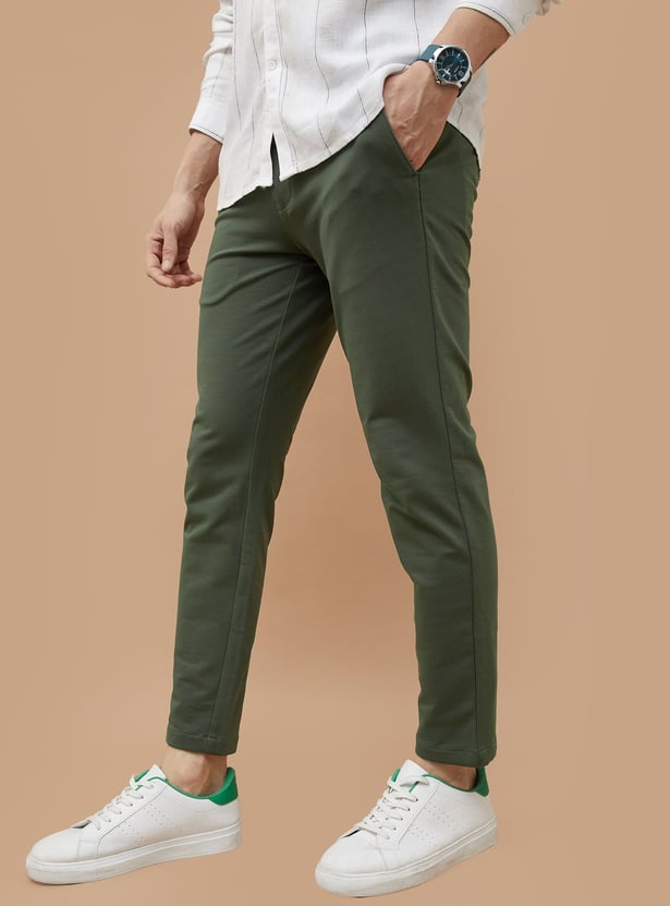 CODE Solid Slim Tapered Trousers