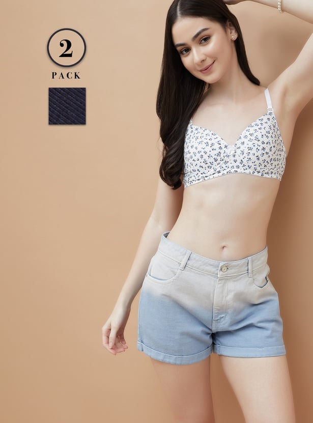 GINGER Assorted Padded Non-Wired T-shirt Bra - Pack of 2