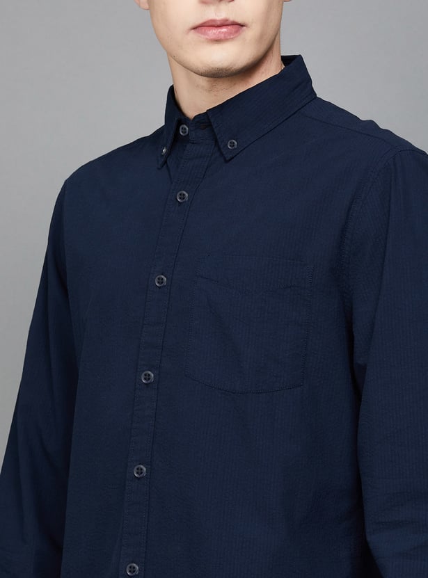 FAME FOREVER Men Textured Slim Fit Casual Shirt