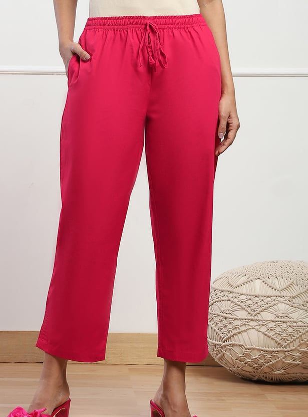 BIBA Solid Straight Pants