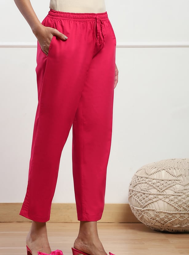 BIBA Solid Straight Pants