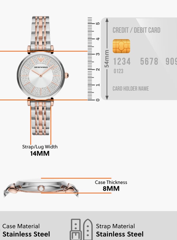 EMPORIO ARMANI Women Embellished Analog Watch with Metal Strap - AR11537I