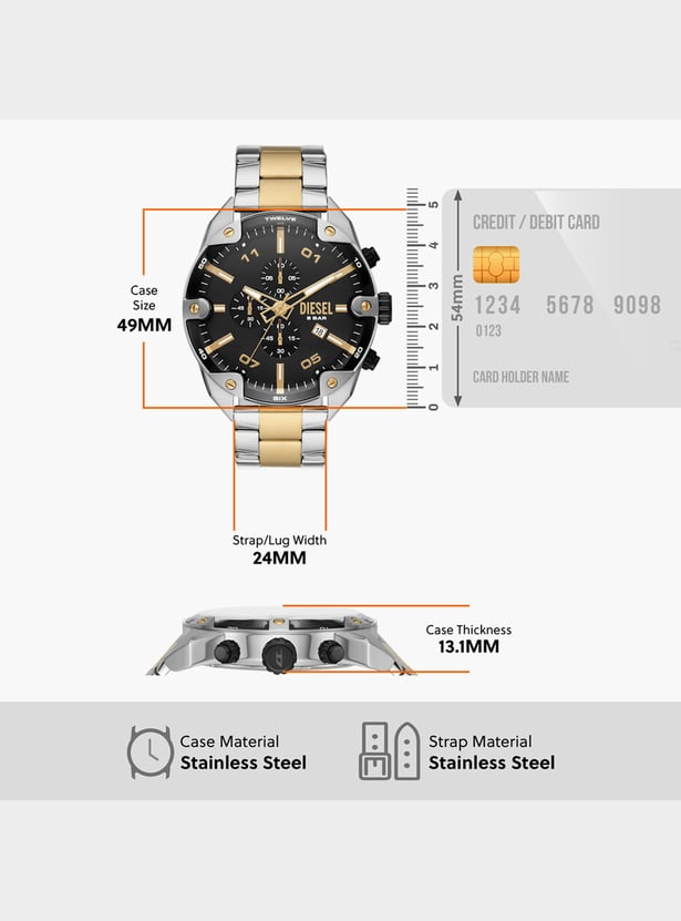 DIESEL Spiked Men Chronograph Watch with Metal Strap - DZ4627I