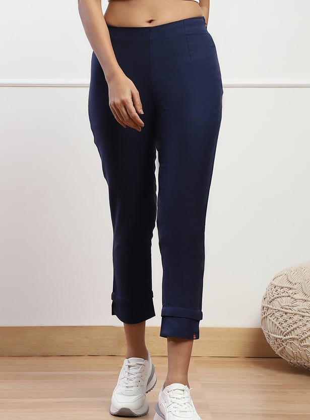 BIBA Solid Straight Pants