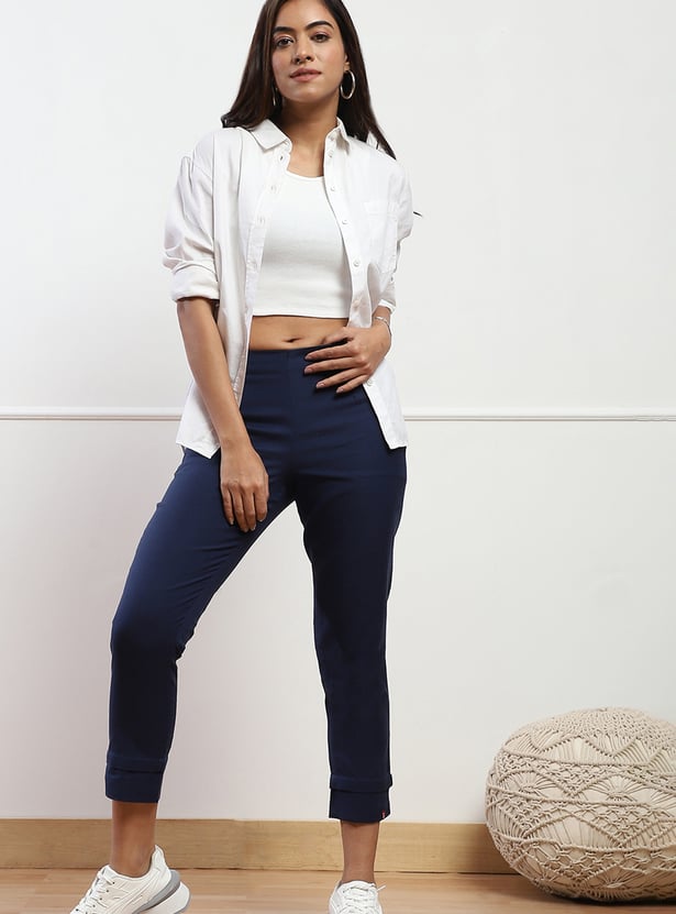 BIBA Solid Straight Pants