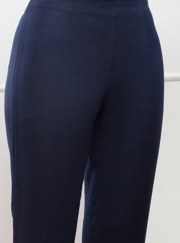 BIBA Solid Straight Pants