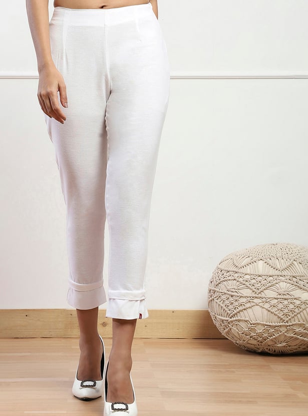 BIBA Solid Straight Pants