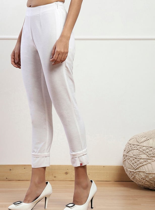 BIBA Solid Straight Pants