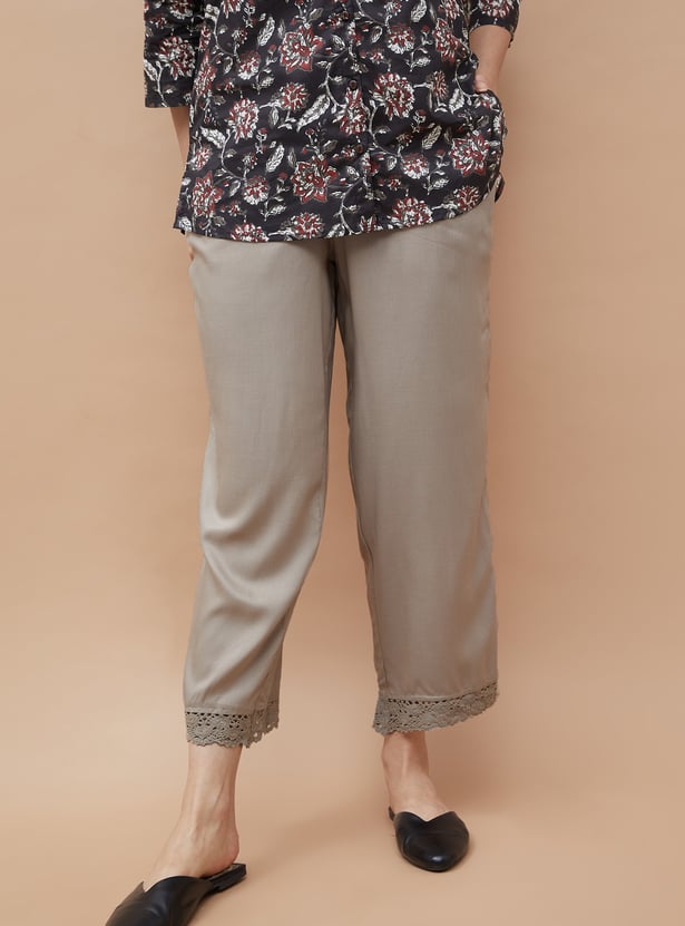 MELANGE Solid Straight Pants