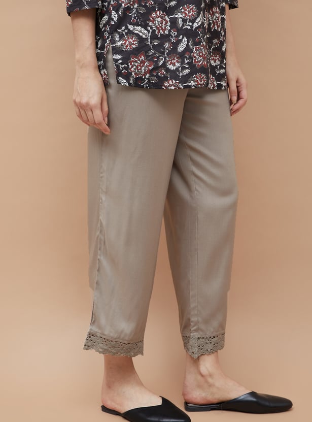 MELANGE Solid Straight Pants
