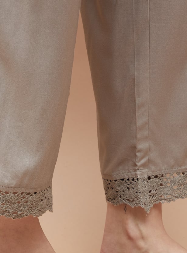 MELANGE Solid Straight Pants