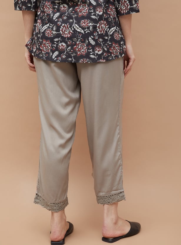 MELANGE Solid Straight Pants