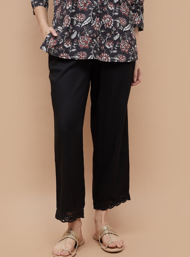 MELANGE Solid Straight Pants