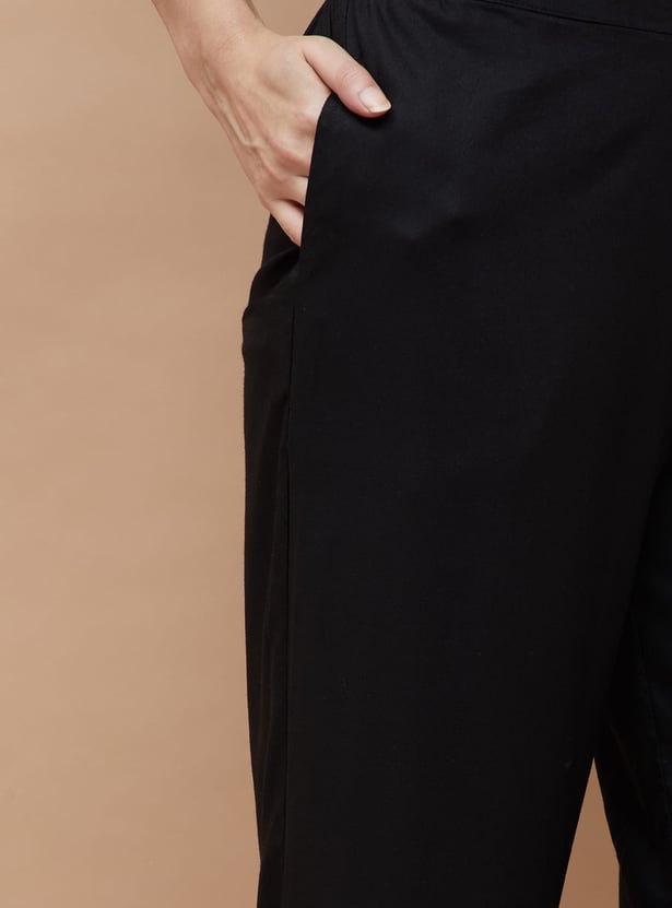MELANGE Solid Straight Pants