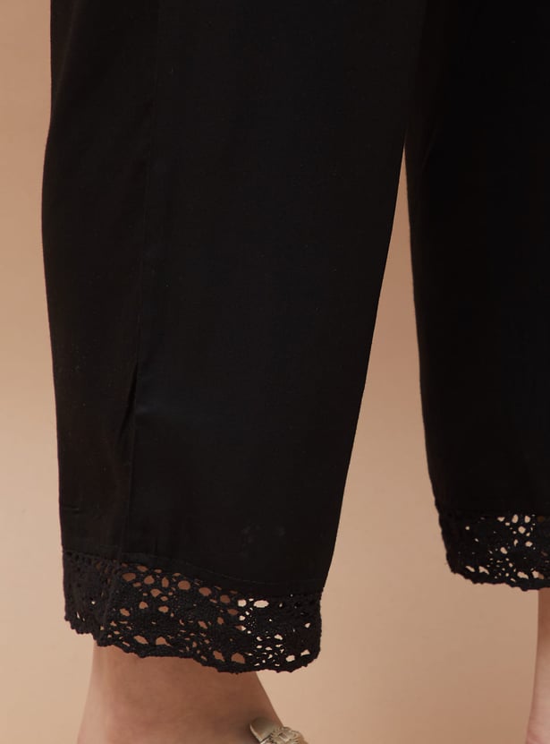 MELANGE Solid Straight Pants