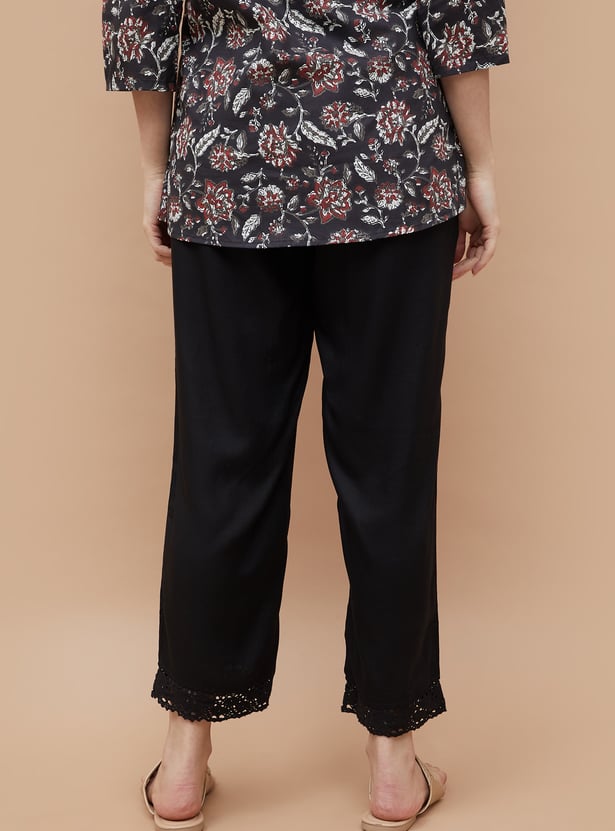 MELANGE Solid Straight Pants