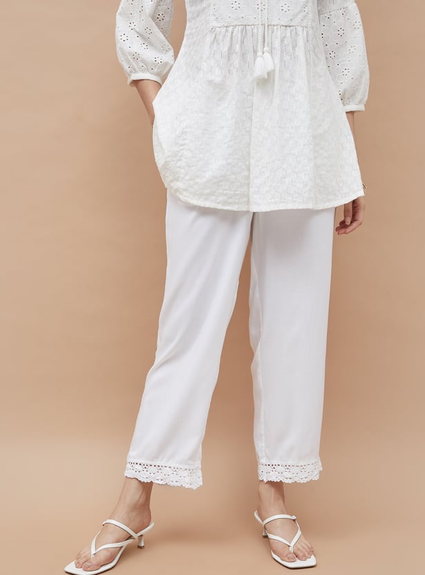 MELANGE Solid Straight Pants