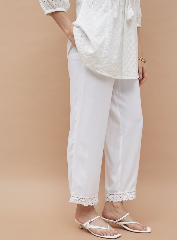 MELANGE Solid Straight Pants