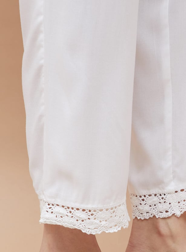 MELANGE Solid Straight Pants