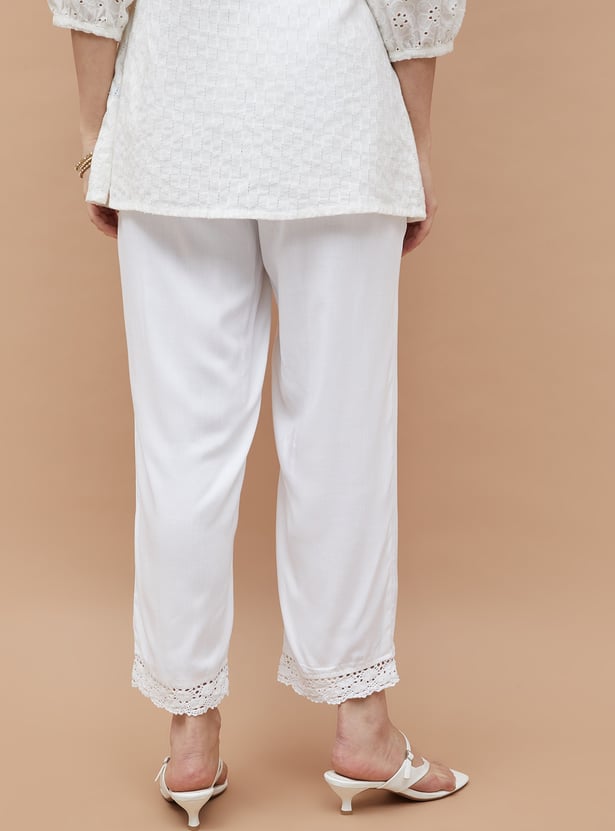 MELANGE Solid Straight Pants
