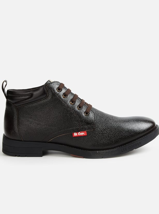 LEE COOPER Textured Leather Ankle Boots