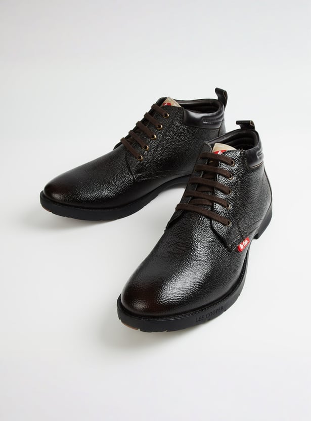 LEE COOPER Textured Leather Ankle Boots