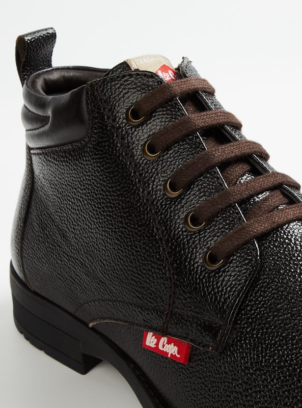 LEE COOPER Textured Leather Ankle Boots