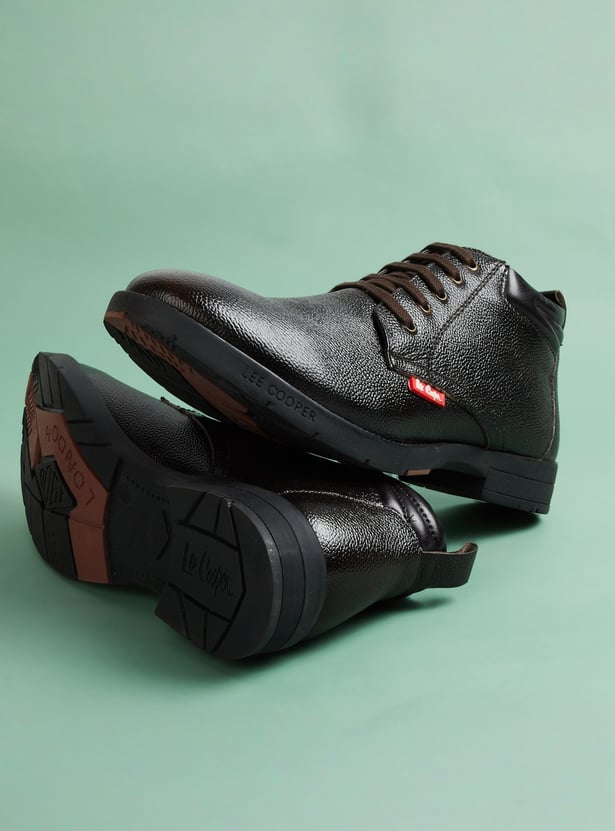 LEE COOPER Textured Leather Ankle Boots
