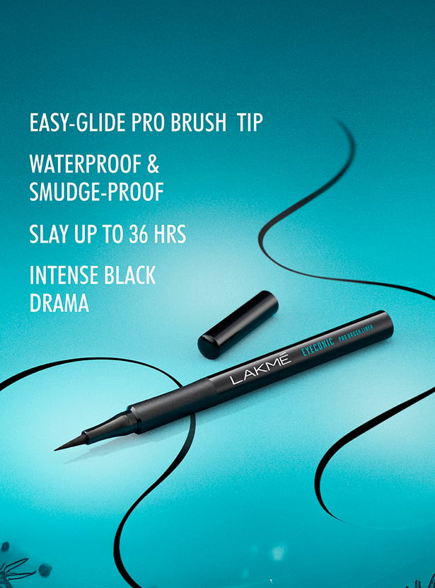 LAKME Eyeconic Pro Brush Liner - Black - 1.2ml