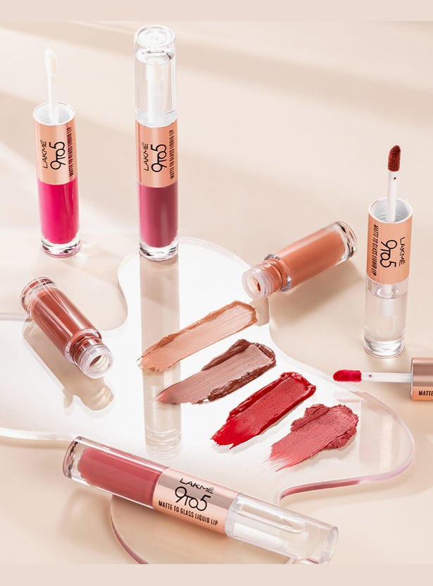 LAKME 9 to 5 Matte to Glass Liquid Lip - Passion Pink - 7.6ml