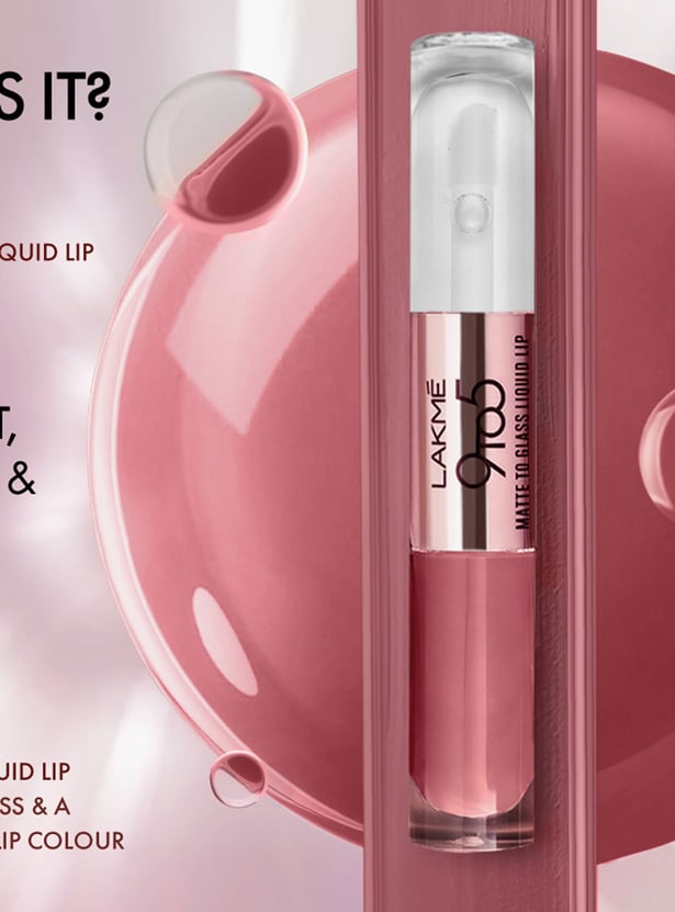 LAKME 9 to 5 Matte to Glass Liquid Lip - Passion Pink - 7.6ml